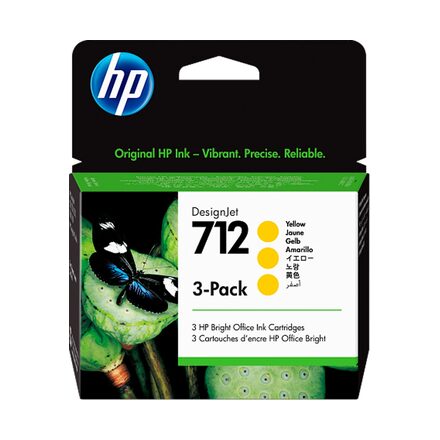 Cartucho de Tinta HP 712 Amarelo PLUK 29ml 3 unidades