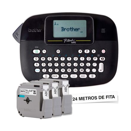 Rotulador Eletrônico Brother P-Touch PT-M95BKBP Preto com 3 fitas